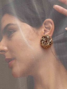Sohi - Womens The Nodum Stud Earrings - Antique Gold