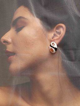 Sohi - Womens The Marquess Stud Earrings - Orange