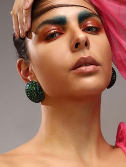 Sohi - Womens The Mirror Stud Earrings - Emerald Green