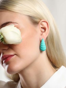 Sohi - Womens The Shell Stud Earrings - Sea Green