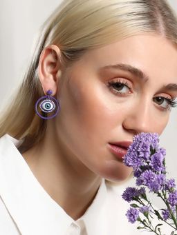 Sohi - Womens The Evil-Eye Loop Drop Earrings - Amethyst Purple