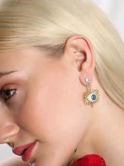 Sohi - Womens The Evil Eye's Ray Drop Earrings - California Gold