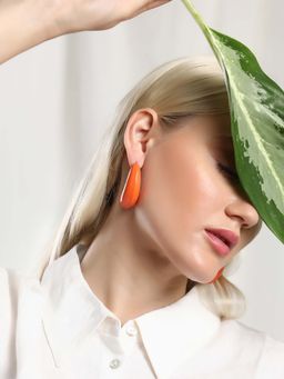 Sohi - Womens The Semi-Fold Hoop Earrings - Pumpkin Orange