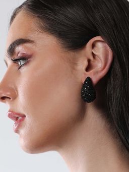 Sohi - Womens The Cristal Teardrop Stud Earrings - Onyx Black