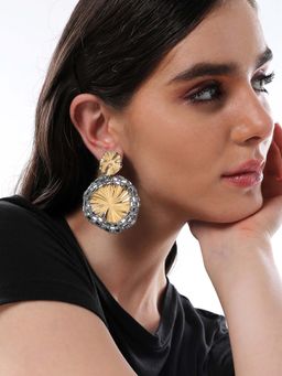 Sohi - Womens The Revolving Mirror Drop Earrings - Crystal Silver