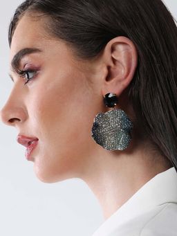 Sohi - Womens The Glacier Swirl Drop Earrings - Crystal Silver and Sky Blue