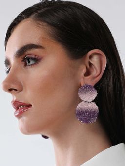 Sohi - Womens The Glacier Circular Drop Earrings - Amethyst Purple
