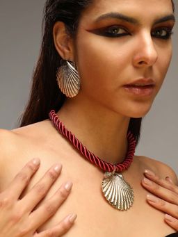 Sohi - Womens The Seashell Jewellery Set - Wine Gold