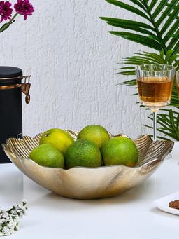 At Home by Nilkamal - Wavy Metal Decorative Bowl Gold