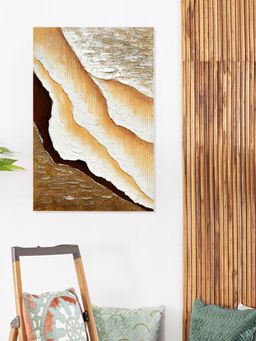 At Home by Nilkamal - Sandy Waves Canvas Wall Painting Beige