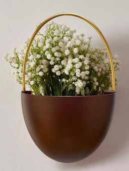 At Home by Nilkamal - Cirque Wall Mounted Metal Planter Brown