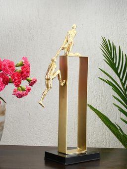 At Home by Nilkamal - Man Pulling Teammate Decorative Polyresin Showpiece Black