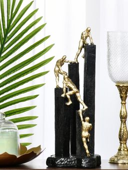 At Home by Nilkamal - Team Climbing On Block Decorative Polyresin Showpiece Black