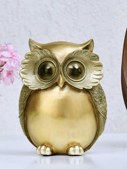 At Home by Nilkamal - Owl Decorative Polyresin Showpiece Gold