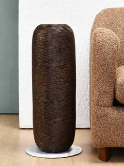 At Home by Nilkamal - Bullet Polyresin Floor Vase Brown