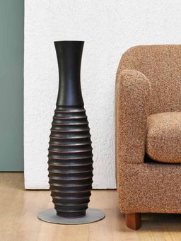 At Home by Nilkamal - Hourglass Polyresin Floor Vase Brown
