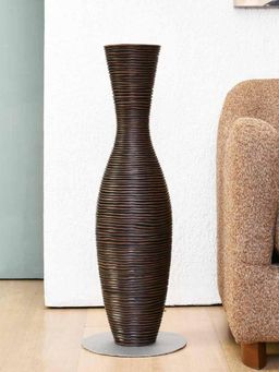 At Home by Nilkamal - Hourglass Tall Neck Polyresin Floor Vase Brown