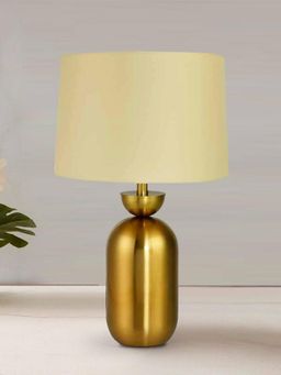At Home by Nilkamal - Metalia Fabric Shade Oval Metal Base Table Lamp Gold