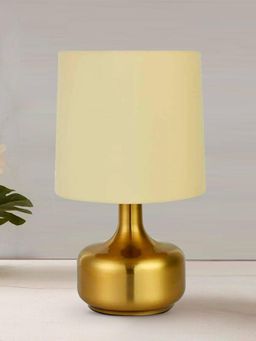 At Home by Nilkamal - Metalia Fabric Shade Triangular Metal Base Table Lamp Gold