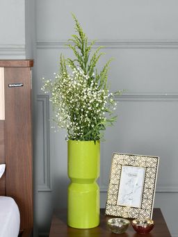 At Home by Nilkamal - Hourglass Decorative Metal Vase Green