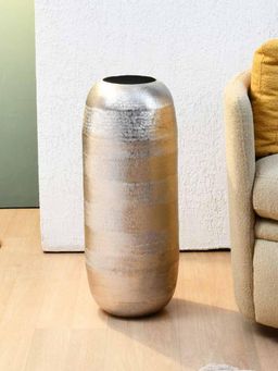 At Home by Nilkamal - Decorative Metal Tumbler Floor Vase Silver
