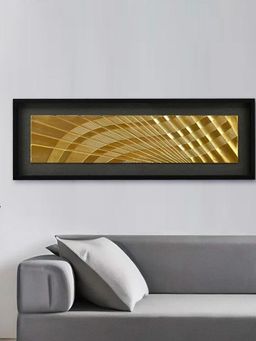 At Home by Nilkamal - Fluting Illusion Mdf & Glass Wall Decor Gold