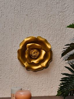 At Home by Nilkamal - Rose Plaque Wall Decor Gold