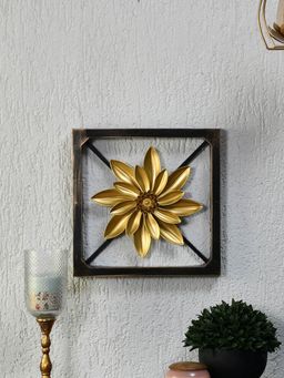 At Home by Nilkamal - Floral Plaque Frame Wall Decor Gold