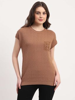 Global Republic - Brown Viscose Blend Embroidered Top
