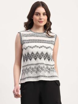 Global Republic - White Viscose Blend Woven Top