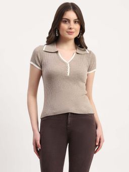 Global Republic - Beige Nylon Self Design Top