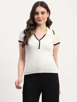 Global Republic - Off White Nylon Self Design Top