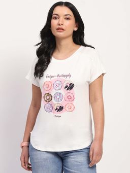 Global Republic - White Rayon Blend Printed T-Shirt