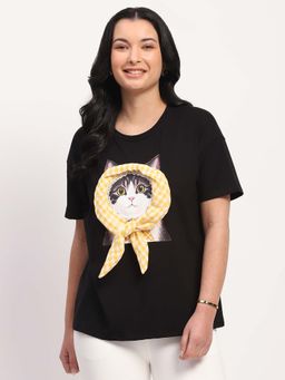 Global Republic - Black Cotton Blend Embroidered T-Shirt