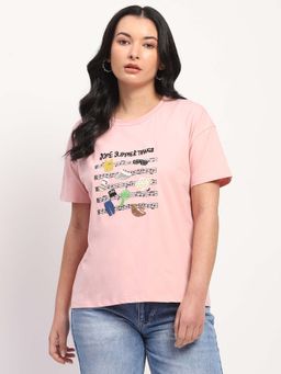 Global Republic - Pink Cotton Blend Embroidered T-Shirt