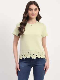 Global Republic - Green Cotton Blend Self Design Top