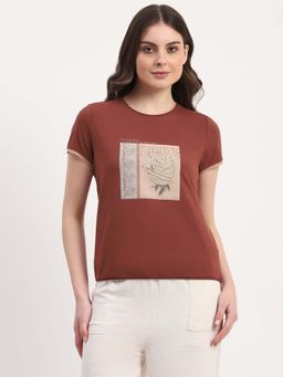 Global Republic - Brown Modal Embroidered T-Shirt