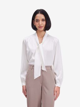 Strong And Brave - White Satin Solid Top