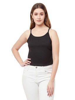 Glito - Black Cotton Solid Cami Top
