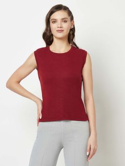 Glito - Maroon Cotton Solid Top