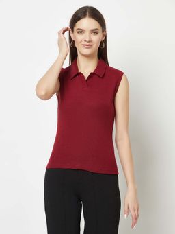 Glito - Maroon Cotton Solid Top