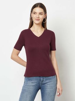 Glito - Maroon Cotton Solid Top