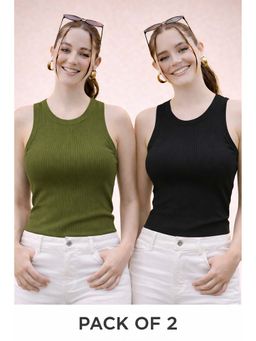 Glito - Multi-Color Cotton Solid Tank Tops (Pack of 2)