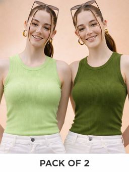 Glito - Multi-Color Cotton Solid Tank Tops (Pack of 2)