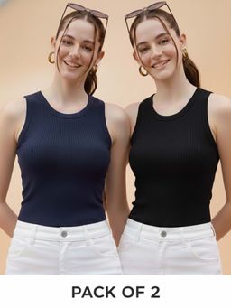 Glito - Multi-Color Cotton Solid Tank Tops (Pack of 2)