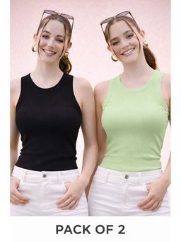 Glito - Multi-Color Cotton Solid Tank Tops (Pack of 2)