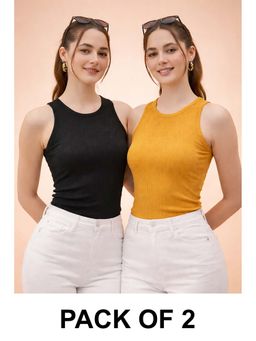 Glito - Multi-Color Cotton Solid Tank Tops (Pack of 2)
