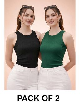 Glito - Multi-Color Cotton Solid Tank Tops (Pack of 2)