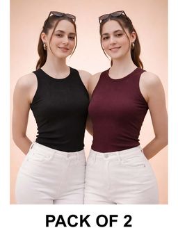 Glito - Multi-Color Cotton Solid Tank Tops (Pack of 2)
