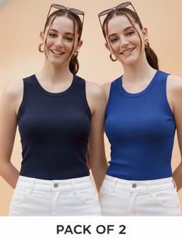 Glito - Multi-Color Cotton Solid Tank Tops (Pack of 2)